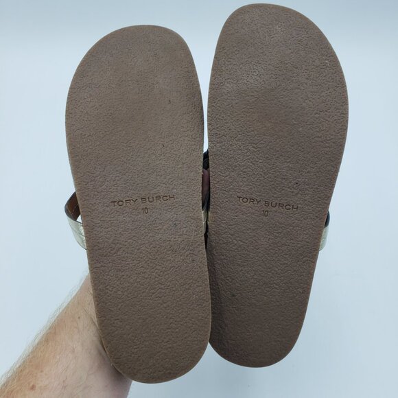 Tory Burch Miller Cloud Sandals 10 Womens Thong Slip On Gold - Picture 6 of 7